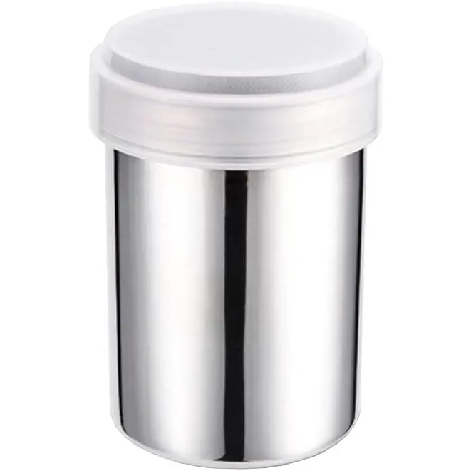 Stainless Steel Powder Shaker Sifter Powdered Sugar Dispenser Mesh Pepper Chocolate Seasoning Can with Lid for Icing Cinnamon
