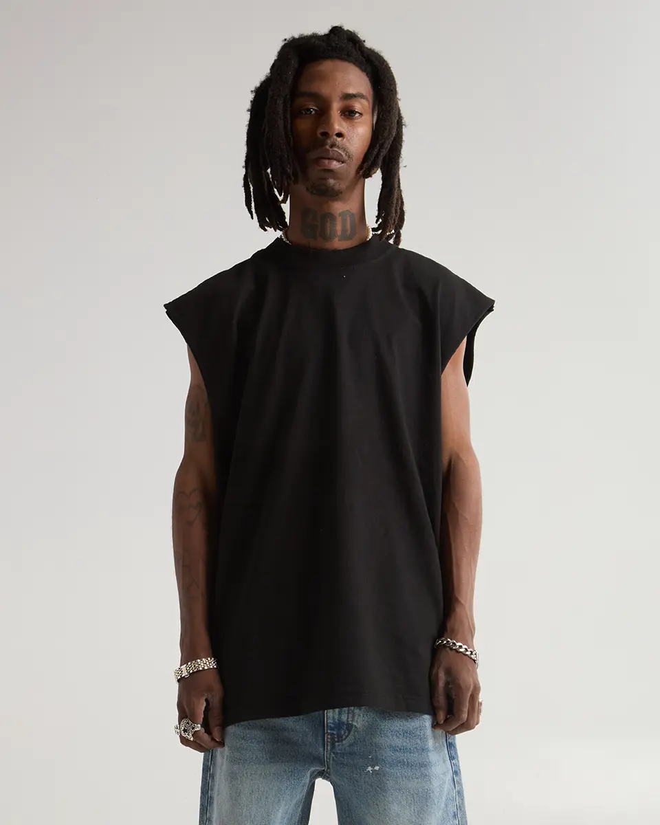 SHAKA WEAR 7.5oz Garment Dyed Muscle Tee Sleeveless Crew Neck T-Shirt Streetwear Casual Round Neck Tshirt
