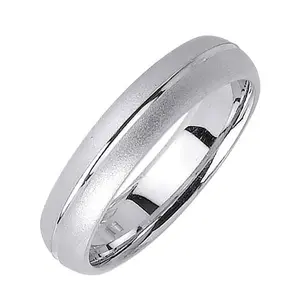 Men's Handmade Domed Sandblasted Wedding Band in Platinum 5mm