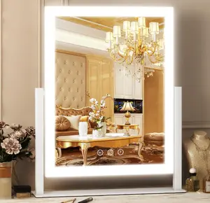 Makeup Mirror with Lights 17"x13" Lighted Makeup Mirror with Touch Screen 3-Color Lighting Dimmable for Enhanced Grooming