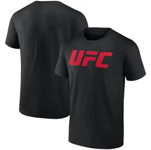 Mens Black UFC Red Logo T-Shirt, Official UFC Apparel, Comfortable Cotton Tee, Stylish Casual Wear For Everyday And Training