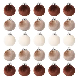 Christmas Tree Ornaments Velvet Balls, 25Pcs Velvet Christmas Ornaments Balls Christmas Tree 2.36 Inch Plastic Xmas Hanging Ornaments Decoration
