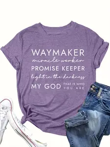 [Plus Size] Women's Plus Size Fitted Letter Graphic T-Shirt - Casual Slim Fitting Short Sleeve Round Neck Top, Summer Daily Wear Womenswear
