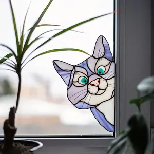 Cute Cat Pattern Glass Window Decoration Sticker, 1 Count Self-adhesive Decorative Wall Decal, Waterproof & Moisture-proof Decorative Film for Glass Tiles & Walls, Stickers Mirror, Sticker Ornaments Decorations, Home Decor, Wall Art Stickers