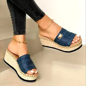 Women's High Heels Sandal Thick Bottom Casual Shoes Ladies Leisure Summer Wedges Sandals Woman Shoes Women Platform Mules Slipper Solid Design