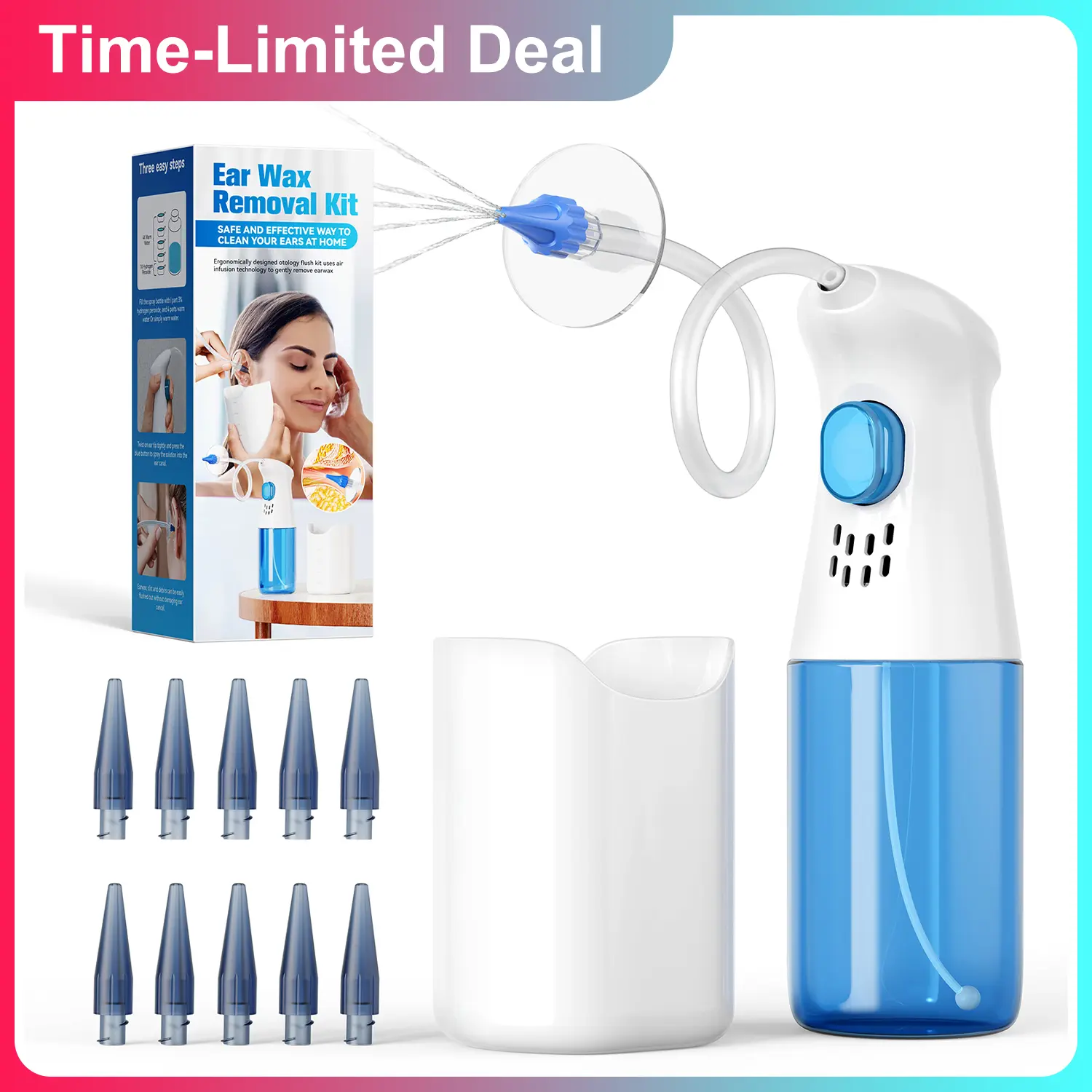 Ear Wax Removal Kit, Ear Cleaning Kit, Manual Ear Irrigation Flushing System, Ear Wax Removal Kit, Safe and Effective to Clean Ear Built Up Wax