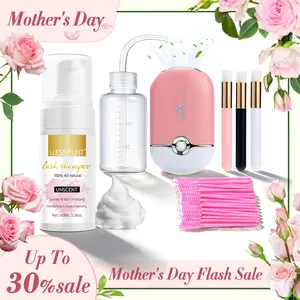 【Mother's Day】3.38oz Eyelash Extension Cleanser - Lash Mousse Shampoo, Lash Brushes, Cleanser Brush, Wash Bottle for Long-Lasting Lashe  Daily Mascara Nourishing