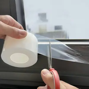 Transparent Window Weather Sealing Tape 2 Inch x 33 FT Weather Stripping Residue-Free Clear Window Insulation Tape for Doors Windows and Shower Glass Gaps