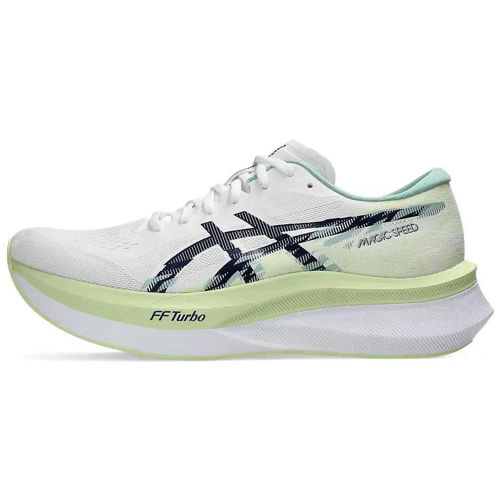 ASICS Magic Speed 4 White Blue Expanse Comfort Low Top Running Shoes Men's 1011B875-100
