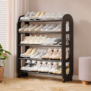 Narrow Shoe Shelf for Doorway 4 Layer 5 Layer Strong Shoes Storage Organizer Space Saving Easy Assembly Shoe Racks for Hallway Bedroom Black White 10-15 kg Capacity