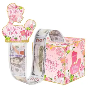 Mother's Day Cash Draw Box & Gold Surprise Money Gift Box with 50 Transparent Bags, Designed for Moms, Fun Way to Give Cash Gifts, Cash Draw Game
