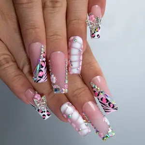 Lovful | NEW DROP Collection Handmade Acrylic Press On Nails | 10PCS Reusable | Salon Quality 3D Flower Rhinestones #DealsForYouDays