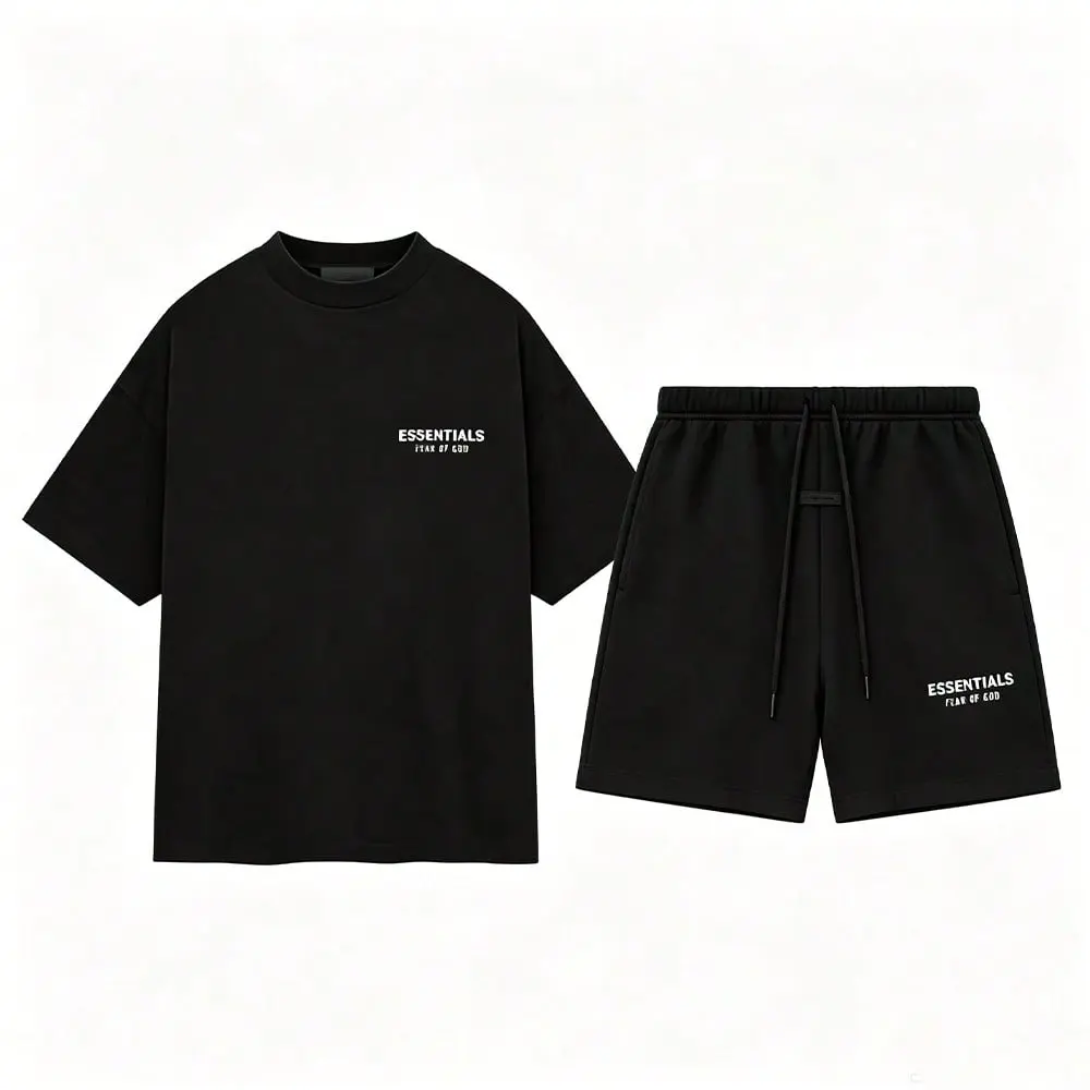 Fear of God Essentials Mens 2 Piece Set Oversized Short Sleeve T-Shirt & Shorts Lounge Sweatset Casual Streetwear Outfit