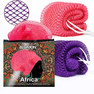2PCS African Exfoliating Net Sponge, Authentic, Ethically sourced from Nigeria, 45 inches Long, Back Scrubber for Daily use