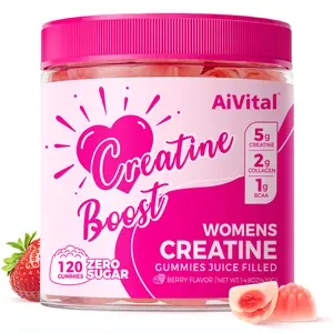 【Buy 2 Get 1 Free】AiVital Zero Sugar Creatine Gummies for Women . with 5g Creatine, 2g Collagen, 1g BCAAs. No Sugar, Berry Flavor Filled Gummy, 120 Count.[New and old packaging shipped randomly]