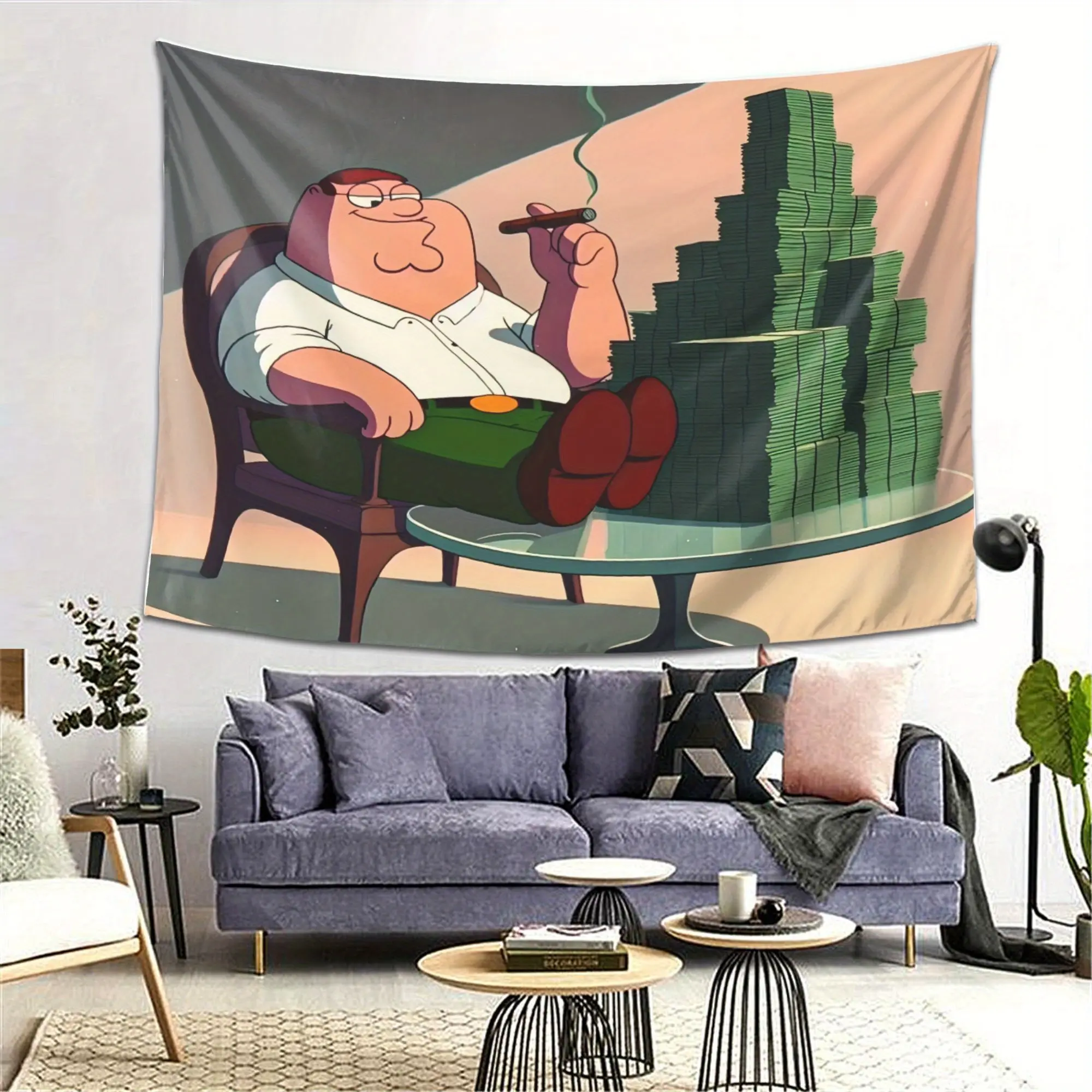 Peter Griffin Poster, Beautiful Hanging Tapestry for Bedroom, Office, Living Room, Home Decoration, with Free Accessories, for Bedroom, Party, Game Room and Living Roo 60X40 Gift Colorful Wall