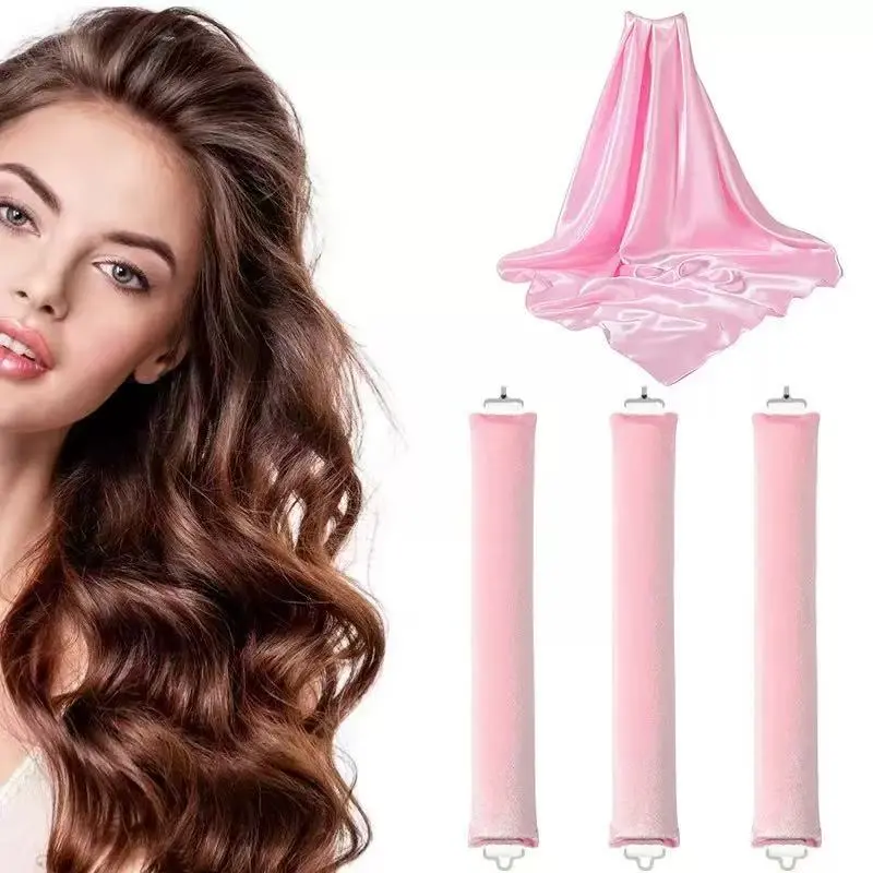 Heatless Hair Curler Rods, 4-Pack Overnight Easy Curl Rollers - Gentle Styling Device for Long-Medium Hair Everyday Use, No Heat Damage, Hair Curler Set