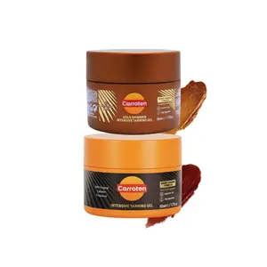 Mini Carroten Intensive + Gold Shimmer Tanning Gel | Travel Size Tan Accelerator & Body Bronzer | Non-Greasy, Water-Resistant | Carrot & Coconut Oil | Vitamin A & E For Hydration | 1.7 oz (Set of 2)