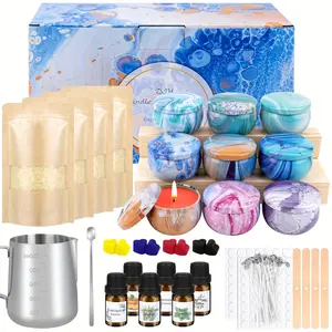 Candle Making Kit for Adult DIY Scented Candle with 9 Candle Tins,4 Beeswax,8 Dye Blocks,500ml Melting Pot etc Art Crafts Hobby Kits Gift Set, Mother's Day Gift