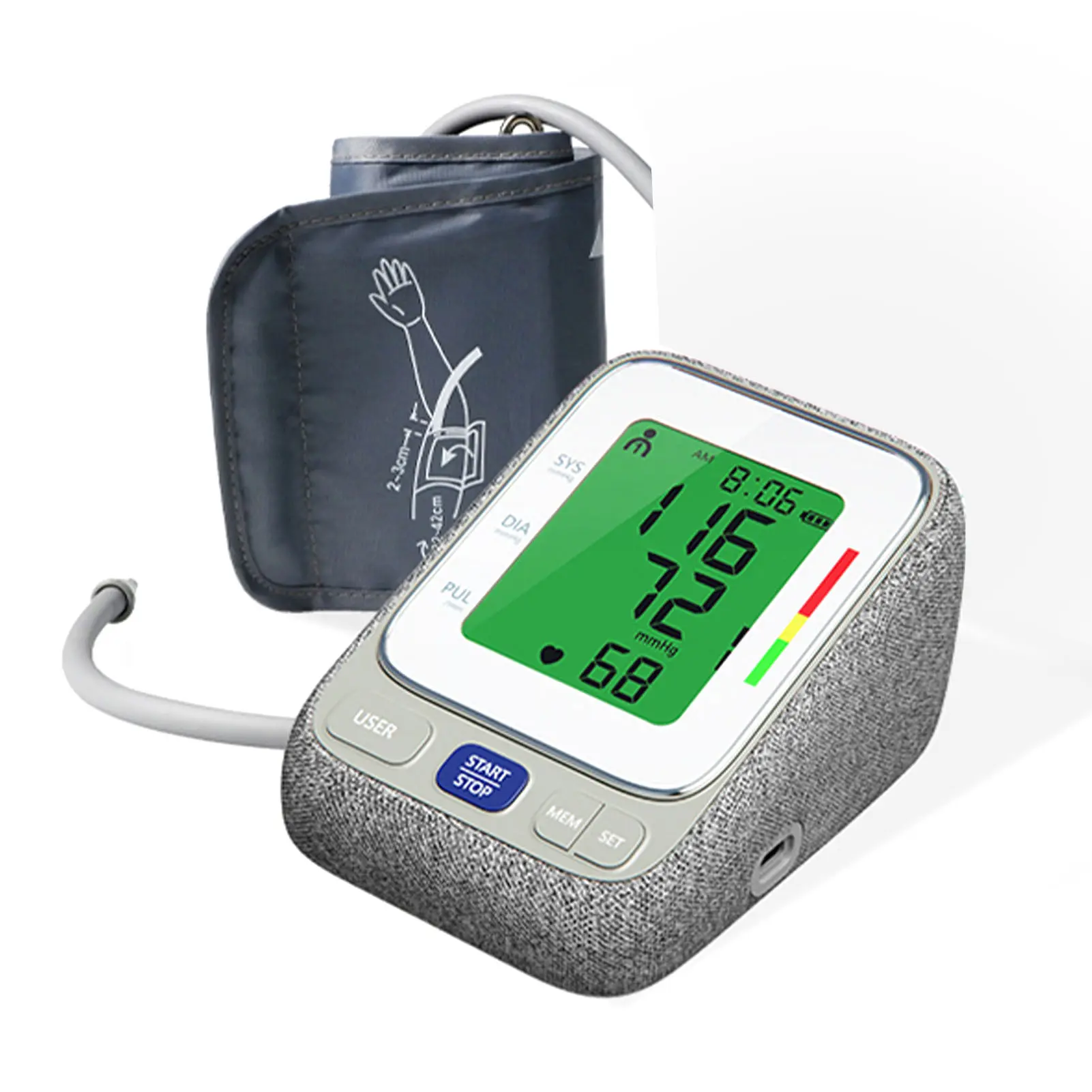 Automatic Upper Arm Blood Pressure Monitor - Digital BP Machine with Large LED Screen, Accurate Readings, Comfortable and Adjustable Cuff, Easy to Read, Portable Household Healthcare Device FC-BP110