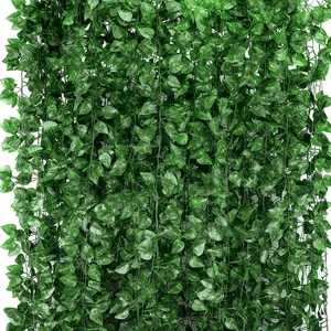 Artificial Ivy Wreath, UV Resistant Leaves, Hanging Vine Decor, Home Kitchen Wedding Party Garden Wall Room Decoration, Fake Ivy Vine, Fake Indoor Plants