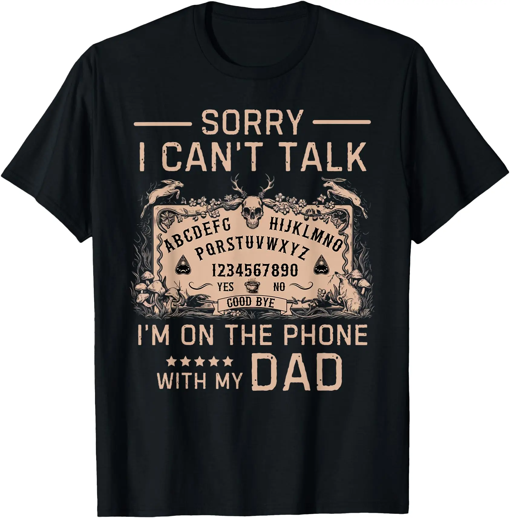 Women's Classic Ouija Graphic T-Shirt in Soft Cotton Fabric - Crewneck with 'Sorry I Can't Talk' Slogan, Breathable Layering Top, Relaxed Fit, Tshirt