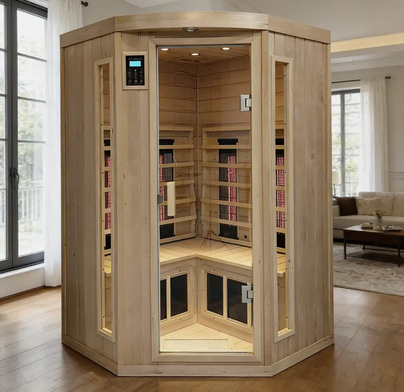 Hemlock Corner Far Infrared Sauna for 2Person 4 Ceramic Tubes Saunas Detox 1750W