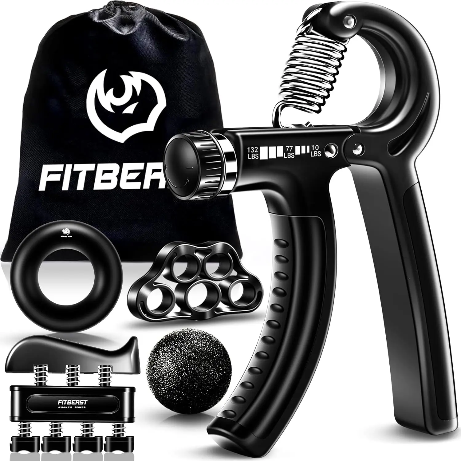 FitBeast Grip Strengthener - 5 Pack Adjustable Resistance Hand Grips for Enhanced Grip Strength