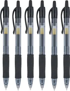 G2 07 Black Fine Retractable Gel Ink Pen Rollerball 0.7mm Nib Tip 0.39mm Line Width Refillable BL-G2-7 (6)