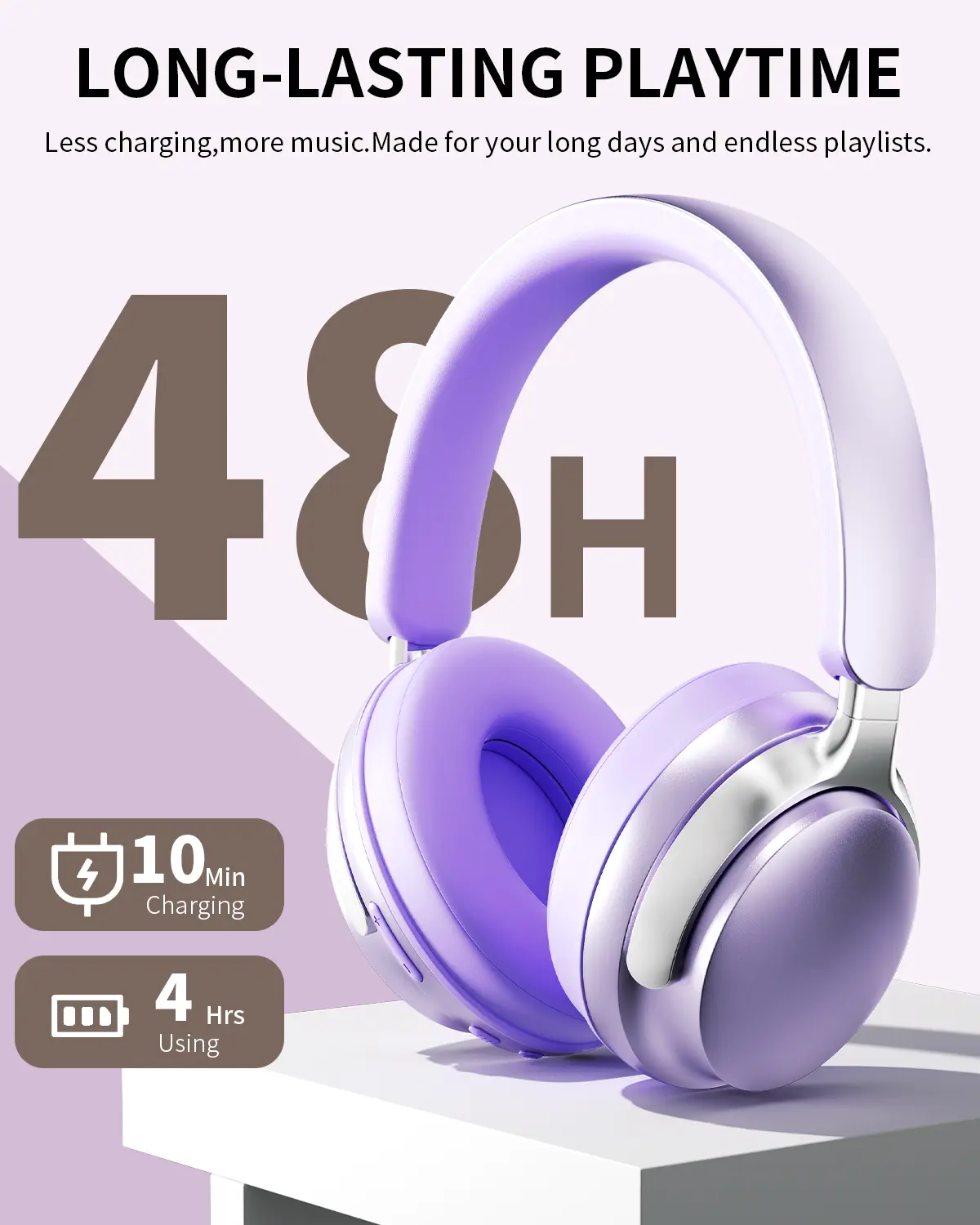 Byeee Wireless Bluetooth Over-Ear Headphones with Mic, Deep Bass, Clear Stereo Sound, Soft Ear Cushions, Lightweight Adjustable Headset for Music, Travel, Work, iPhone and PC