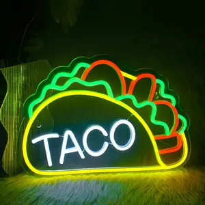 Taco Shaped Neon Sign, USB Powered Neon Light, Led Neon Lights, Decorative Lamp, Led Restaurant Lamp for Home, Restaurant, Bar, Kitchen, Food Court, Party, Wall & Window Atmosphere Decoration