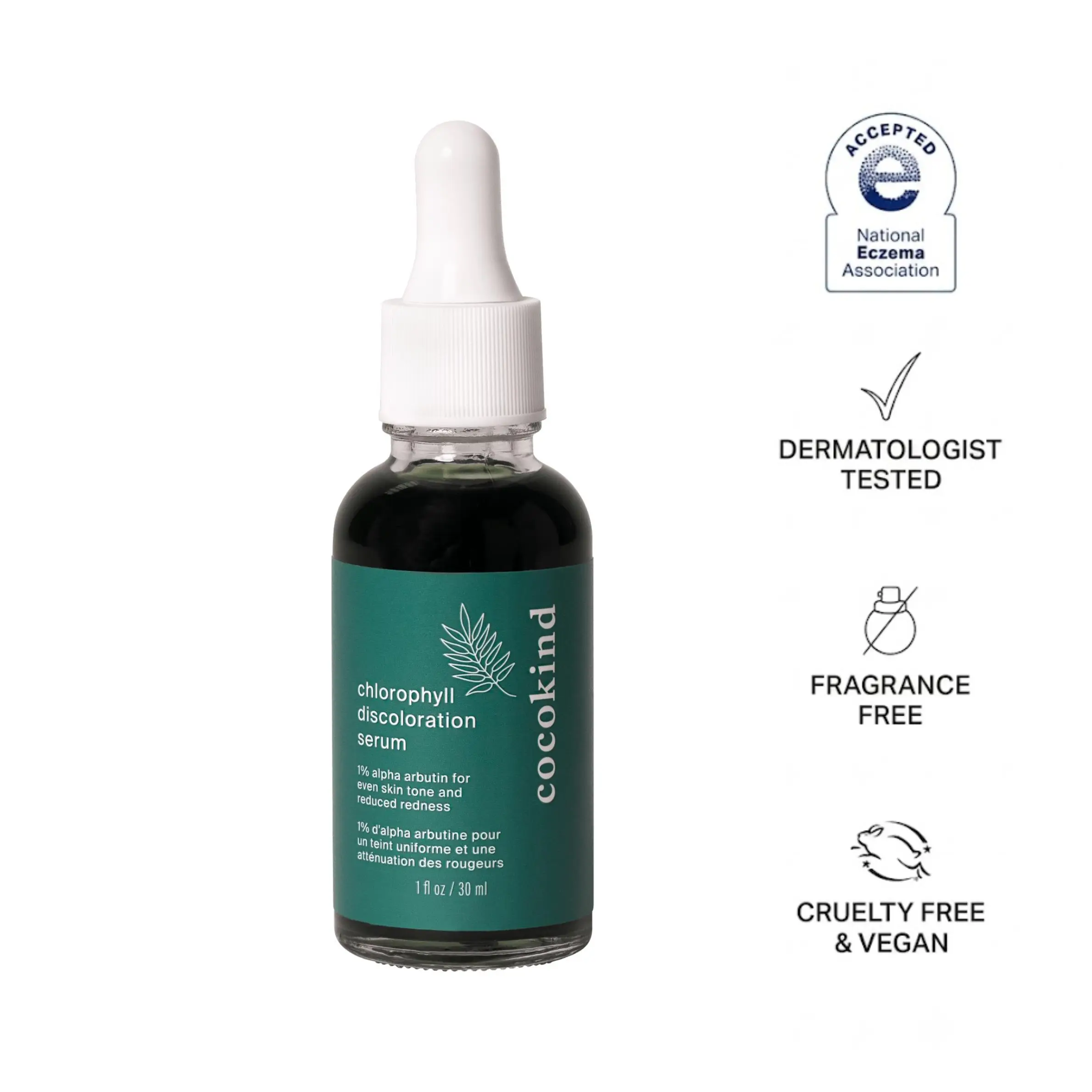 [cocokind] Chlorophyll Discoloration Serum | Post-Blemish Marks & Reduce Redness | Sensitive Skin-Friendly