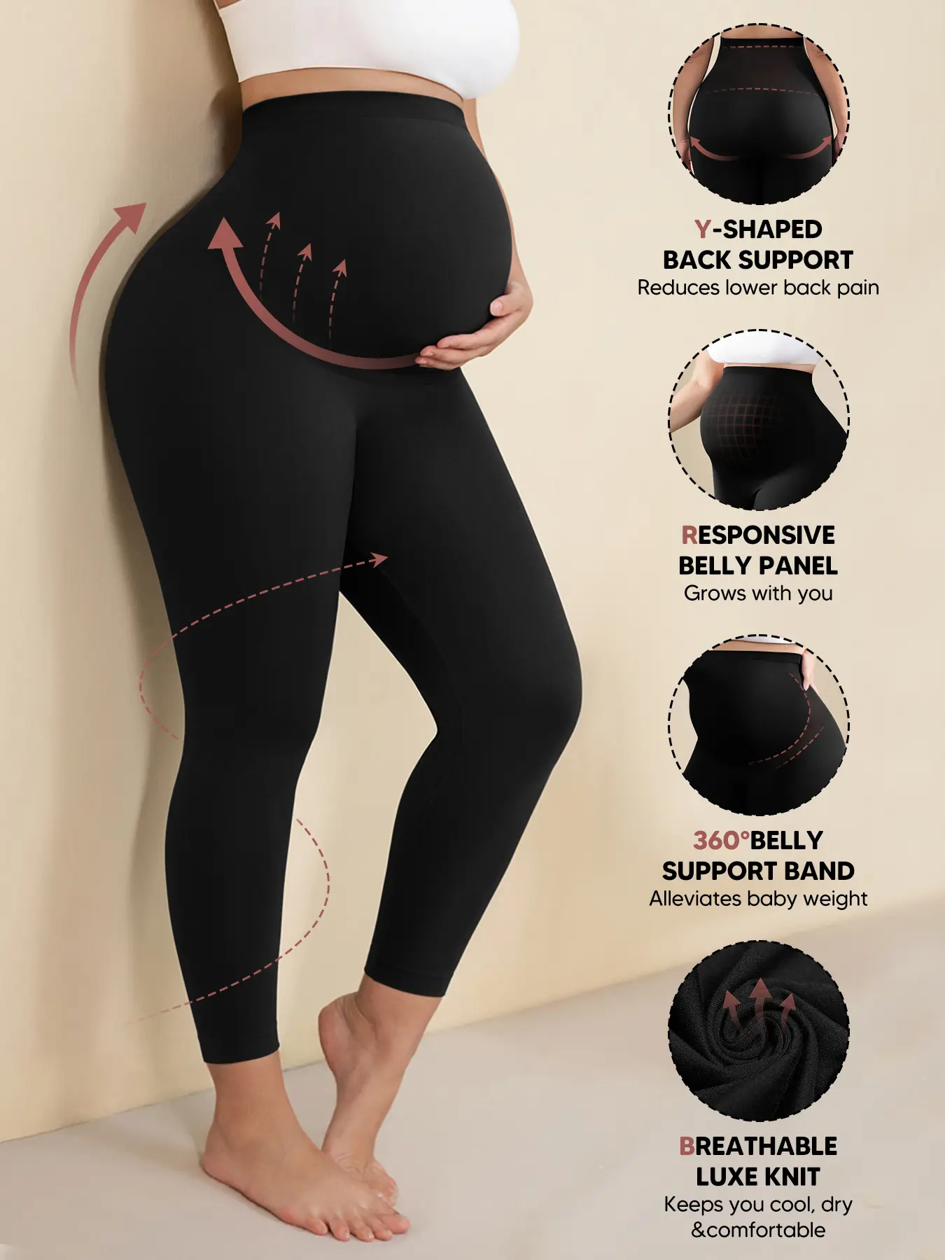 High Waist Maternity Leggings, Seamless Pregnancy Pants with Full Belly Support, Soft Stretchy Non-See-Through Yoga Pants for Pregnant Women, Pregnancy Clothes, Maternity Clothing, Maternity Wear, Maternity Apparel, Pregnancy Must Haves, Prenatal