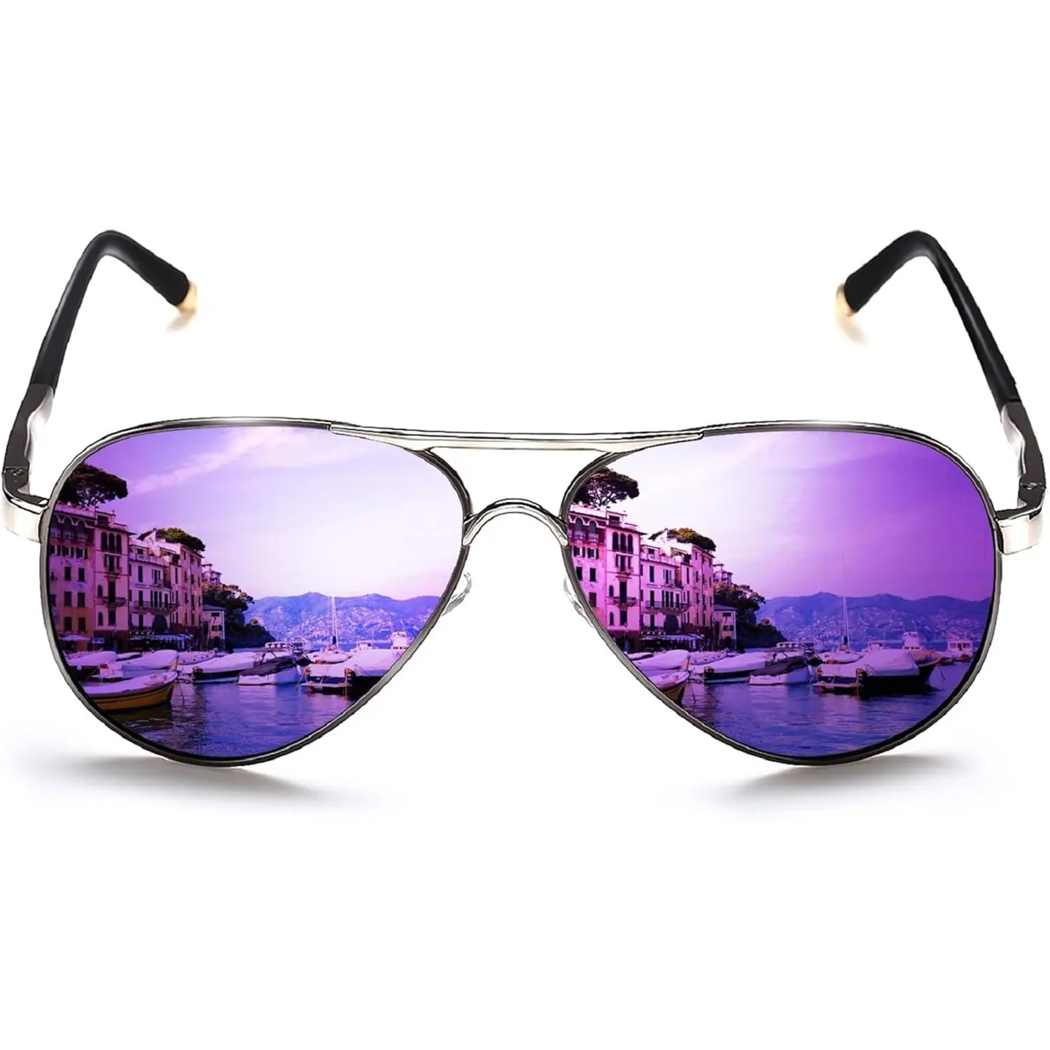 Unisex Casual Outdoor Sunglasses, 58mm Flat Top Full Rim Metal TR90 Frame, Polarized UV400 Filter Lenses, Blue Light Blocking for Driving