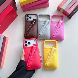 Rhode Soft Silicone Lip Gloss Holder Protective Case for iPhone 11 12 13 14 15 16 17 Pro Max, Shockproof Anti Scratch Cover with Built in Lipstick Slot, Cute Fashion Aesthetic Case