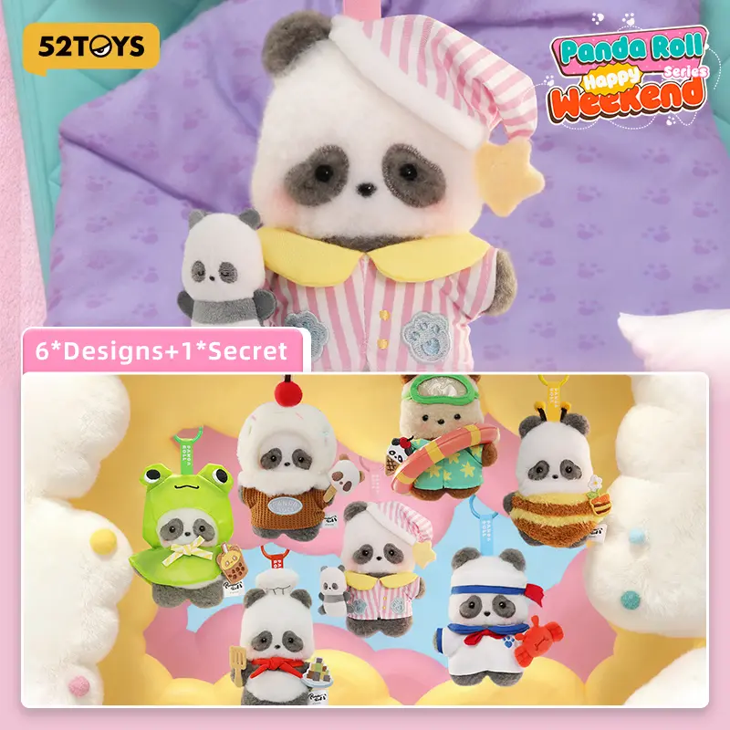 52TOYS Panda Roll Happy Weekend Series Stuffed Toy, Kawaii Look Collectible Item, Creative Gift for Birthday Parties, Toys for Room & Desktop Decor