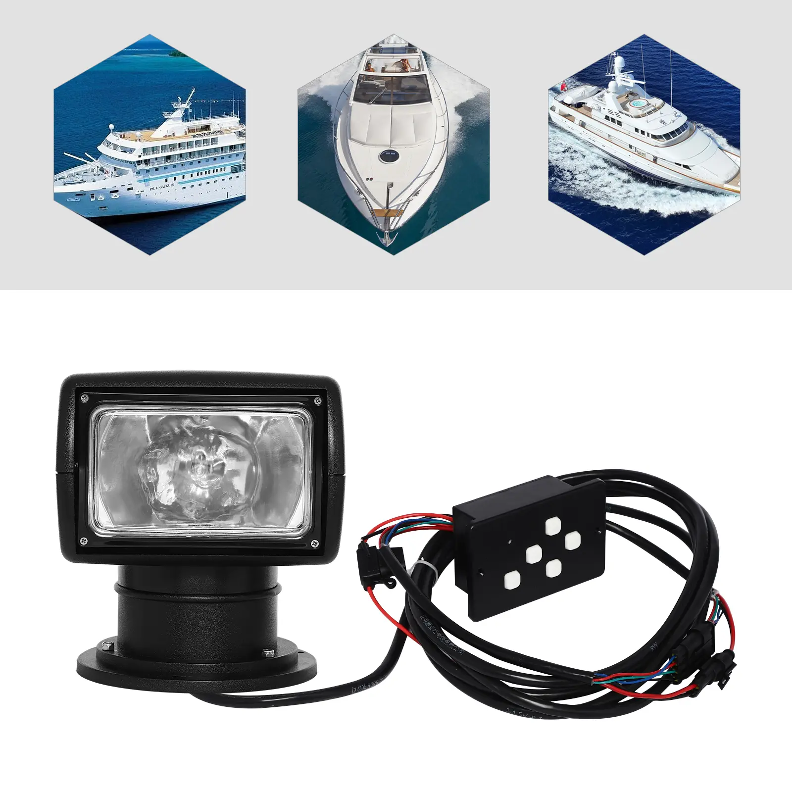 Remote Control Searchlight Spotlight 360 Rotating 2500LM For Marine Boat Car