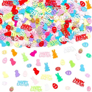 Happy Easter Confetti Easter  Egg Chicken Shape Glitter Metallic Foil Table Scatters Confetti for Easter Decorations Bunny Confetti Party Sets