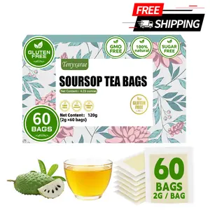 Organic Soursop Tea Bags (60 Pack, 2g/Bag) | Made with 100% Natural Soursop Leaves | Supports Healthy Digestion and Improves Sleep Quality | Caffeine-Free | Sugar-Free | Gluten-Free | Vegan | Individually Packaged in Eco-Friendly Wraps