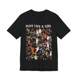 WNBA Basketball Shirt, Play Like A Girl Shirt, Womens Basketball Players, Girl Hoopers Men's Top for Daily Wear Crewneck Shortsleeve Menswear Streetwear Casual Tshirt