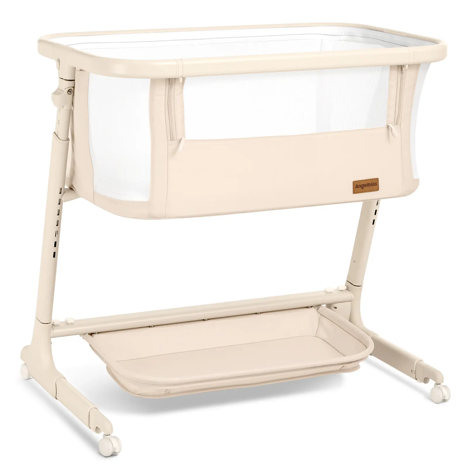 Electric Baby Bassinet Bedside Sleeper with Auto Rocking, Remote/Touch Control, 3 Timer Modes, 12 Sounds, 6 Heights, Storage & Wheels