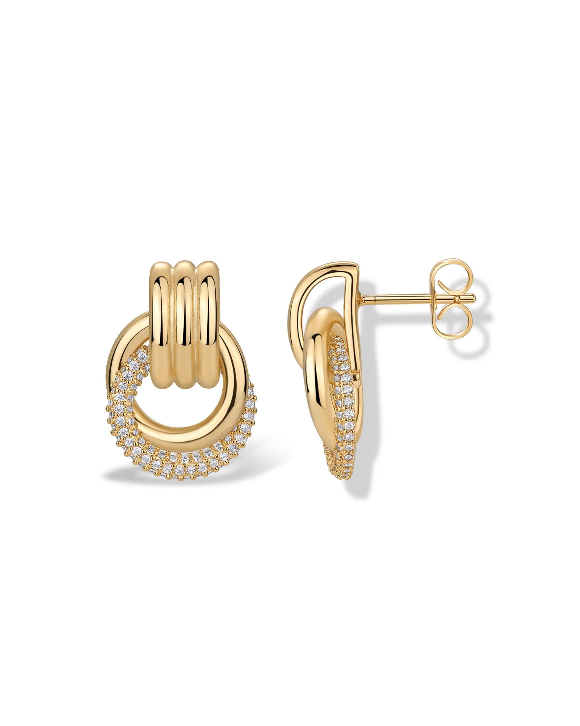 PAVOI 14K Gold Plated Knot Dangle Earrings for Women - Statement Earrings with CZ
