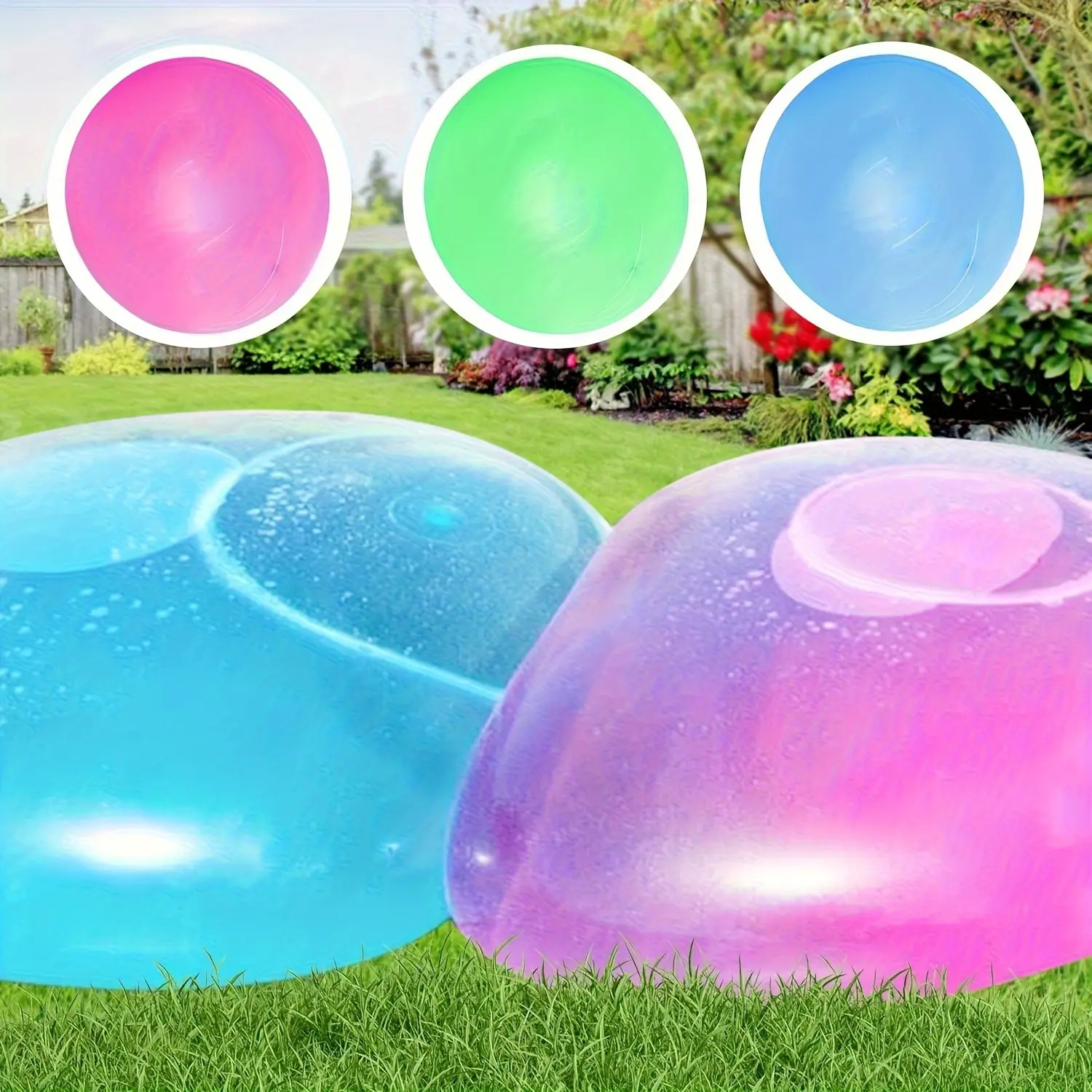 3Pcs Random Color Giant Water Bubble Balls, Reusable Inflatable Balls with Durable Material and Easy Filling Design, Large Beach Balls Ideal for Outdoor Games, Beach Activities and Summer Entertainment Supplies