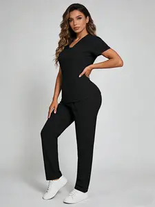 Scrubs Set: Say Goodbye to Wrinkles & Stuffiness! Experience Smooth, Quick-Drying Fabric with Total Freedom of Movement. The Stretchy Set That's Perfect for Healthcare Professionals & Beyond.