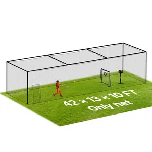 summervibes Portable Freestanding Baseball Batting Cage (Net Only), 41.7x12.8x10.1 FT 30-Ply Knotted HDPE Net, Included Carabiners, Easy Portable Setup, Indoor/Outdoor Batting Practice Use