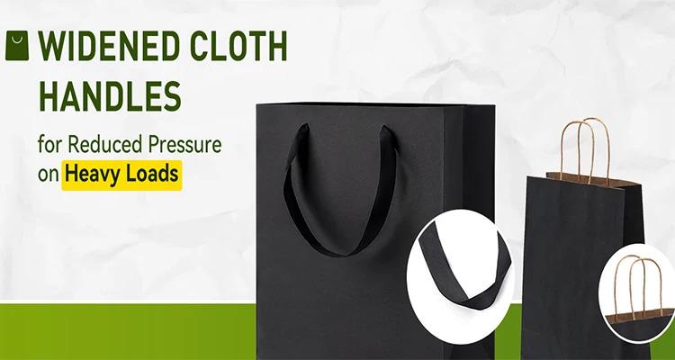 Black Shopping Bags With Handles 50 Pack Medium Paper Bags for Party Shopping Wedding Birthday Graduation Fathers Day