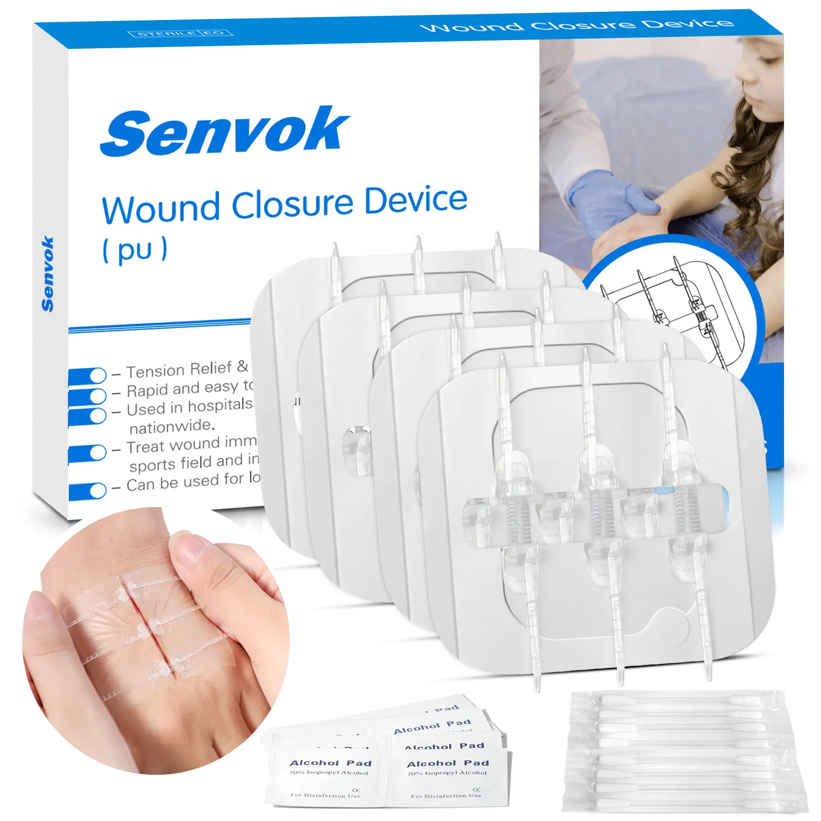 Wound Closure Strips - 4 Pcs Butterfly Bandaids Extra Large Emergency Laceration Closures Kits Bandages for Big Wound Care, Hospital Grade Rapid Skin Closure for Home, Outdoor