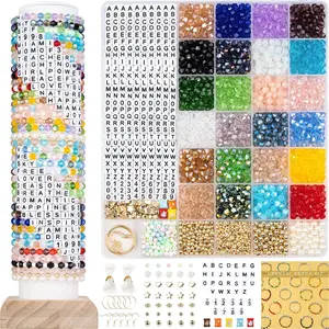 Friendship Bracelet Making Kit - 1200 count Bicone  Beads for  Making, 24 Colors with Letter & Spacer Beads