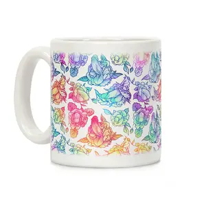 Floral Rainbow Coffee Mug – Colorful Ceramic Drinkware – Funny and Uplifting Coffee Cup for Everyday Joy