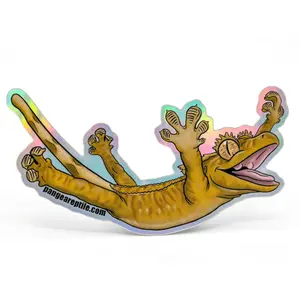 Leaping Crested Gecko Holographic Sticker